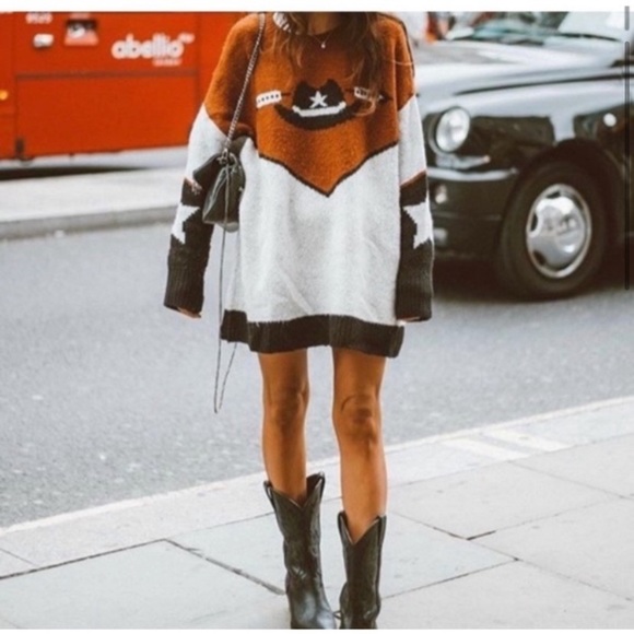 Zara Western Cowboy Oversized Sweater 